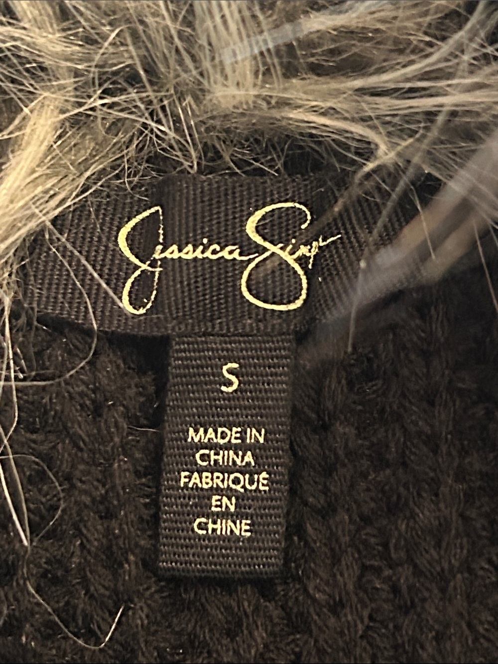 Jessica Simpson Faux Fox Fur Knit Sweater Vest Cardigan Black Women Small - Picture 5 of 9